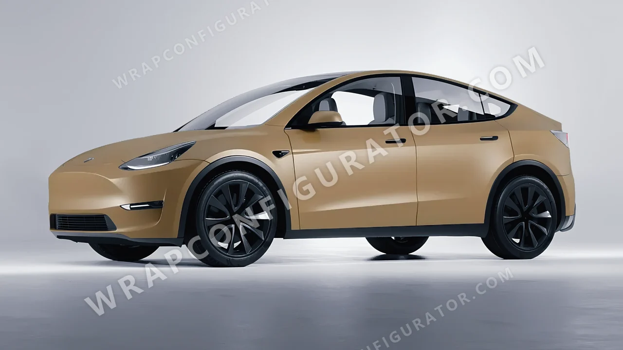Blue Tesla Model Y 2020 wrapped in KPMF Matt Stealth Tundra K75531
