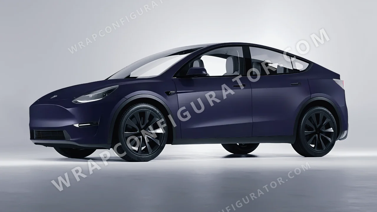 Blue Tesla Model Y 2020 wrapped in KPMF Matt Tempest Blue K75513