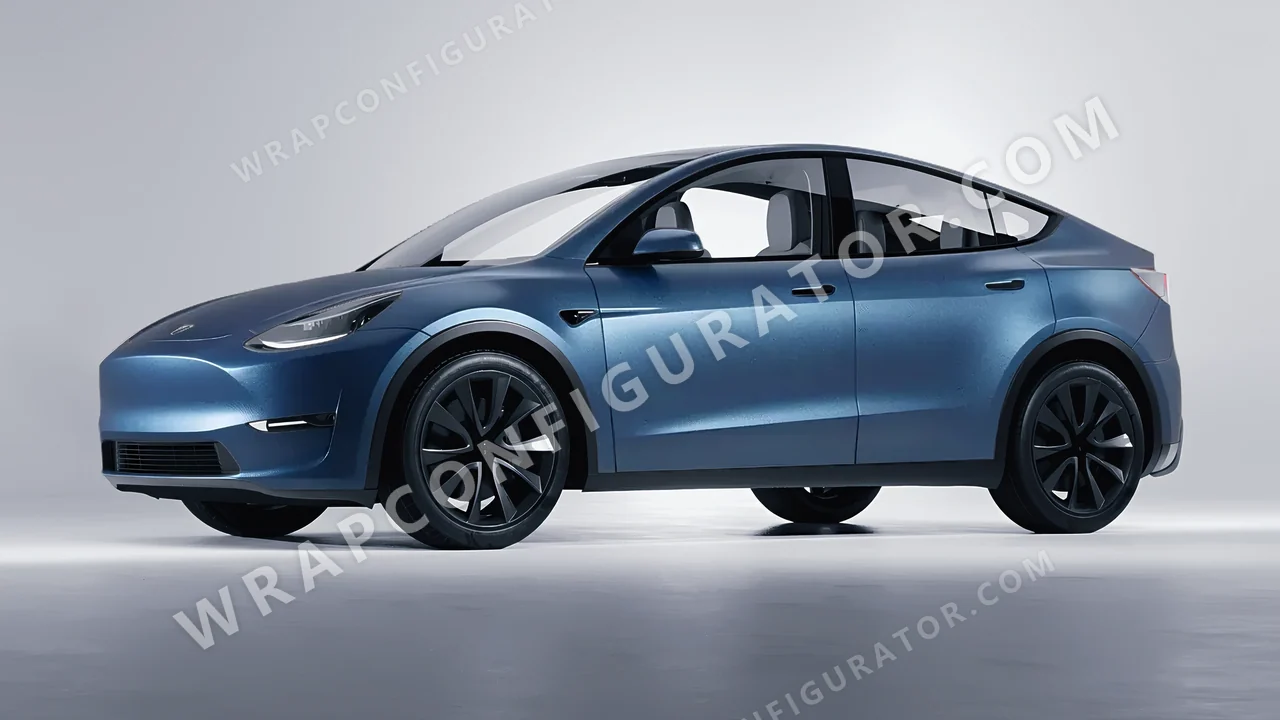 Blue Tesla Model Y 2020 wrapped in KPMF Matt Trenton Blue K75544