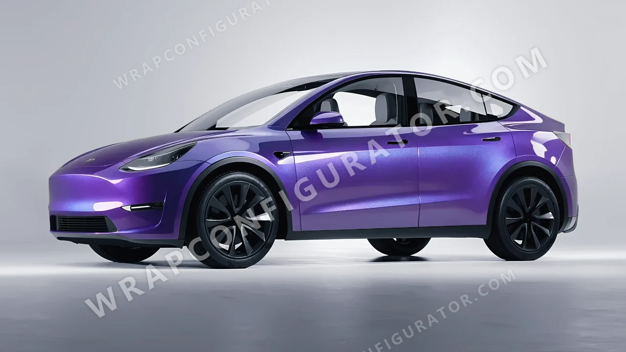 Blue Tesla Model Y 2020 wrapped in KPMF Twilight Sky K75417