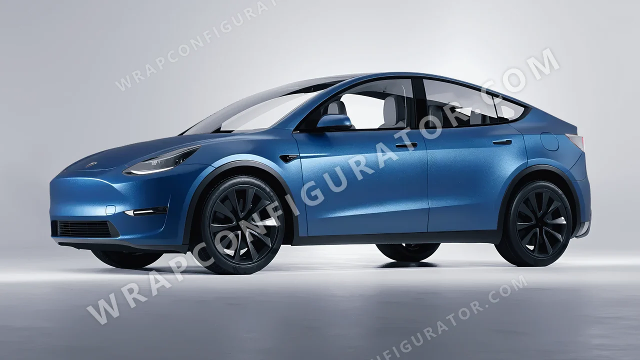 Blue Tesla Model Y 2020 wrapped in ORACAL Azure 970RA-197M