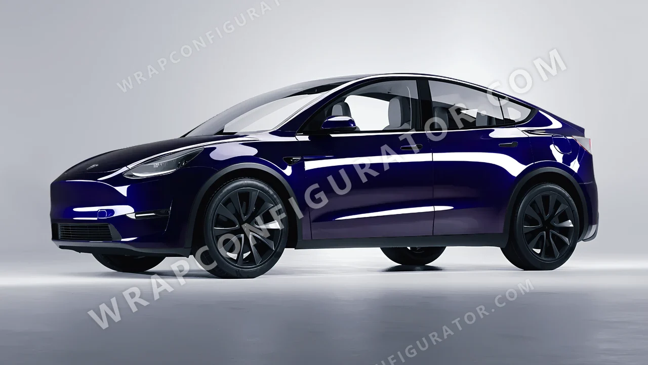 Blue Tesla Model Y 2020 wrapped in ORACAL Baltic Blue 970RA-178G