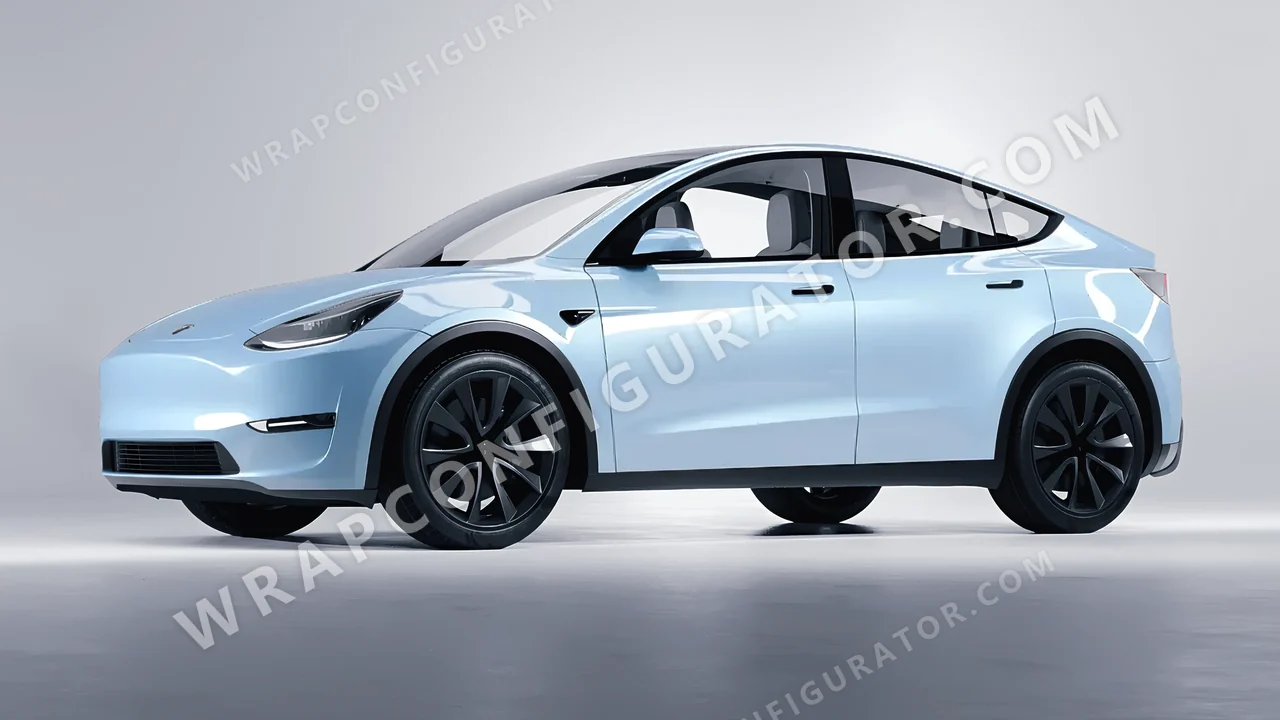 Blue Tesla Model Y 2020 wrapped in ORACAL Dove Blue 970RA-195G