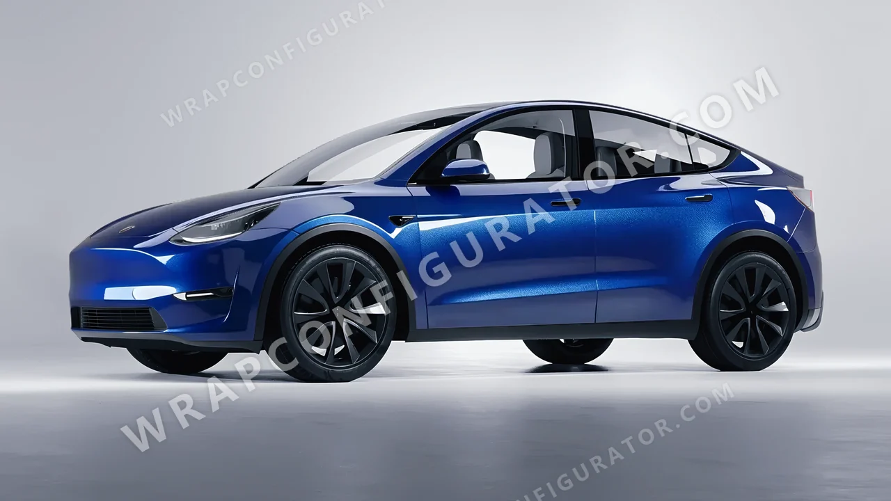 Blue Tesla Model Y 2020 wrapped in ORACAL Night Blue 970RA-196G