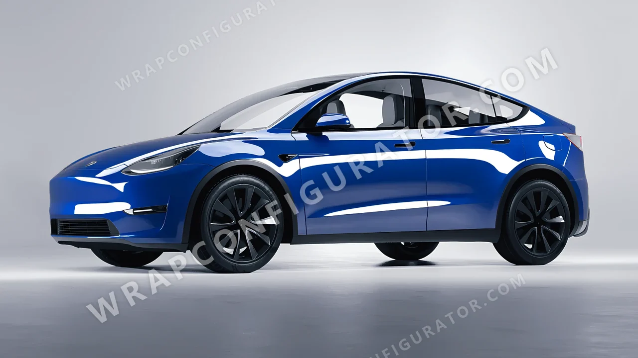 Blue Tesla Model Y 2020 wrapped in ORACAL Police Blue 970RA-572G