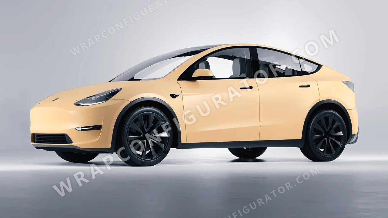 Brown Tesla Model Y 2020 wrapped in Inozetek Dynamic PPF Sand DPPF815