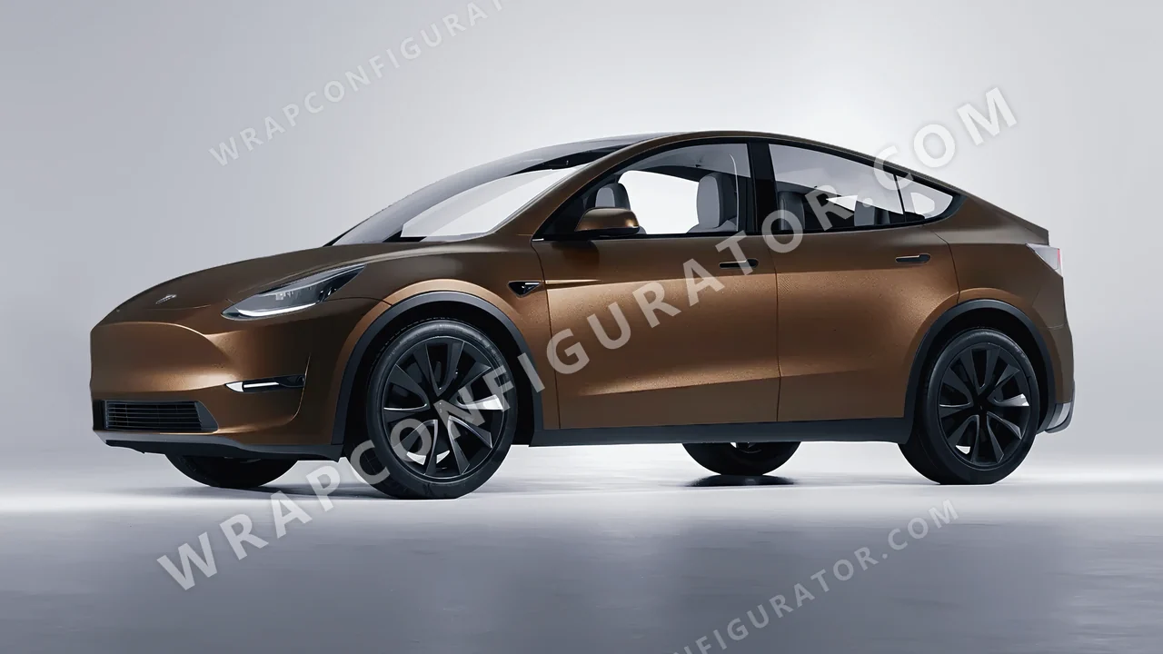 Brown Tesla Model Y 2020 wrapped in KPMF Matt Java Brown K75543