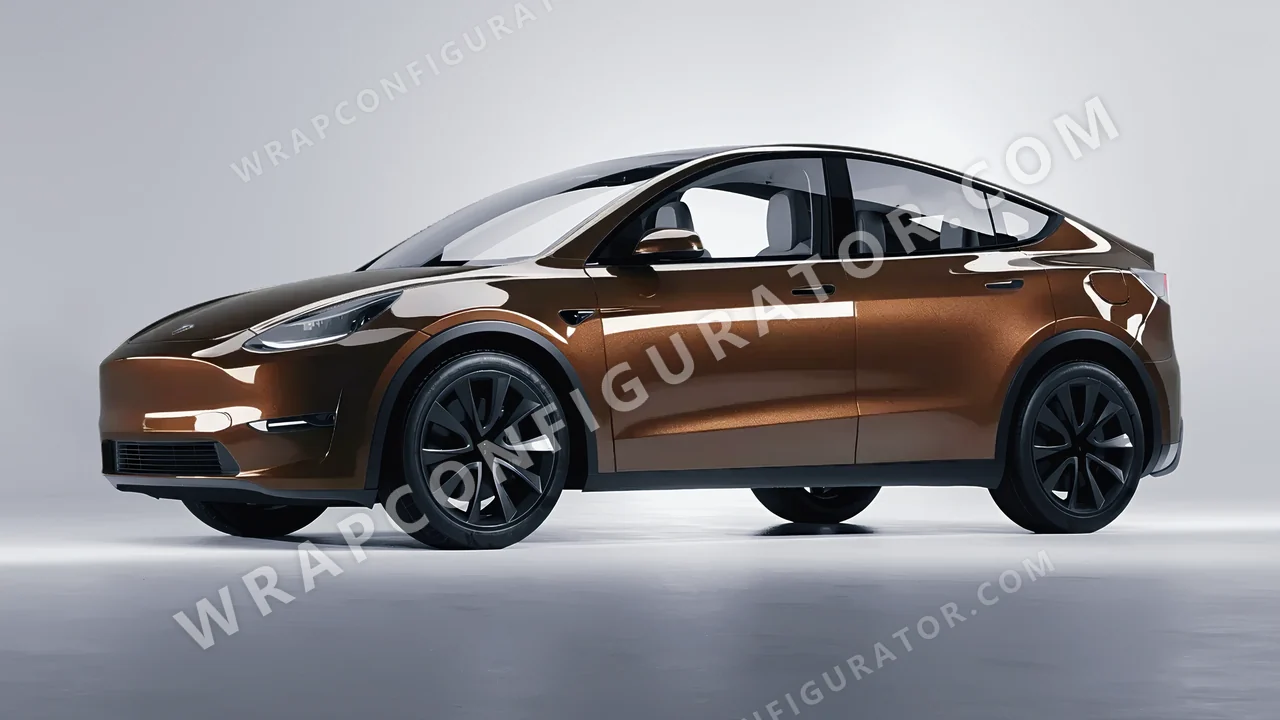 Brown Tesla Model Y 2020 wrapped in ORACAL Orient Brown 970RA-874G