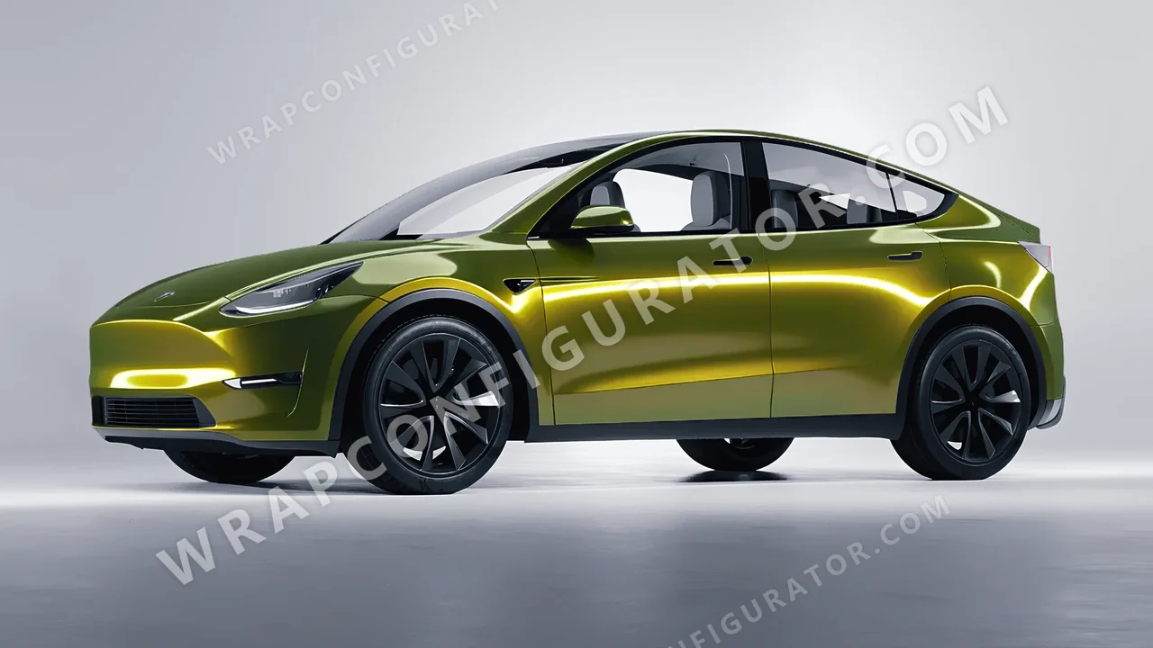 Green Tesla Model Y 2020 wrapped in Colourshield PPF by HyperPro Ghost Green MSF14G-P