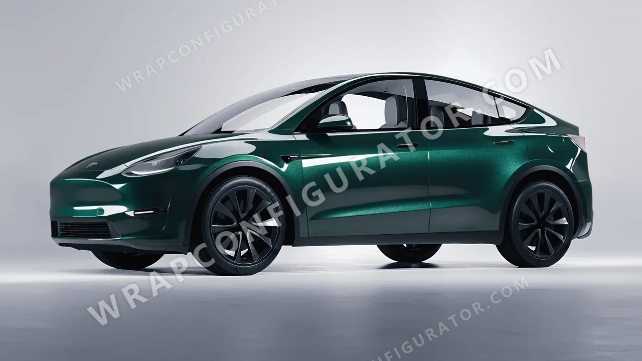 Green Tesla Model Y 2020 wrapped in Colourshield PPF by HyperPro Green GAF39-P