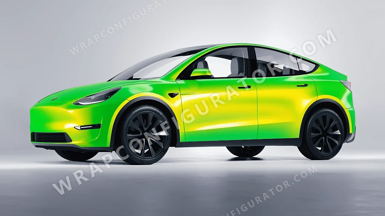 Green Tesla Model Y 2020 wrapped in Colourshield PPF by HyperPro Green GSF02-P
