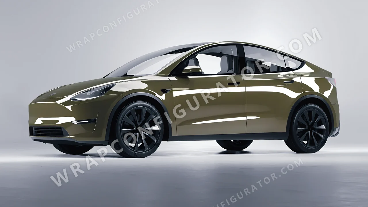 Green Tesla Model Y 2020 wrapped in Colourshield PPF by HyperPro Laurel Green HGF28-P