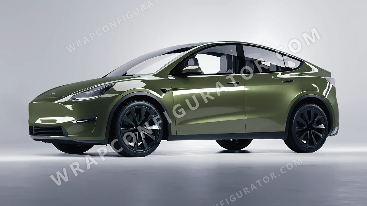 Green Tesla Model Y 2020 wrapped in Colourshield PPF by HyperPro Laurel Green HGM53-P