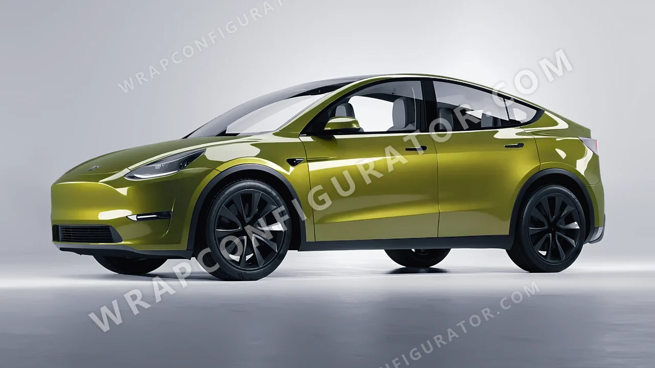 Green Tesla Model Y 2020 wrapped in Colourshield PPF by HyperPro Olive Green HGM25-P