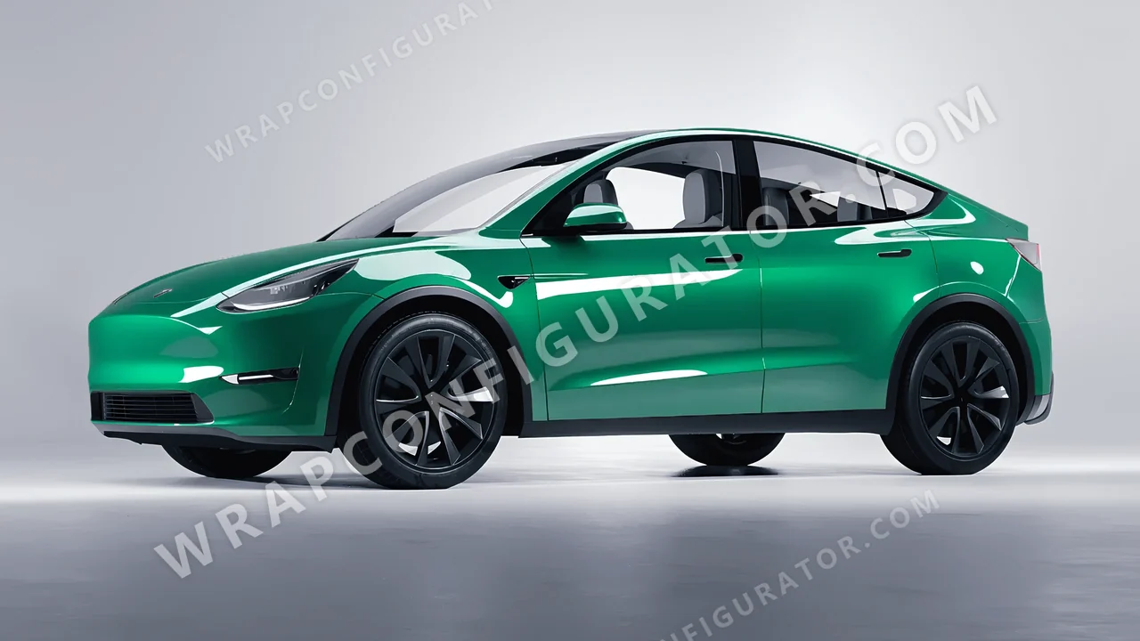 Green Tesla Model Y 2020 wrapped in Colourshield PPF by HyperPro Sea Green HGF79-P