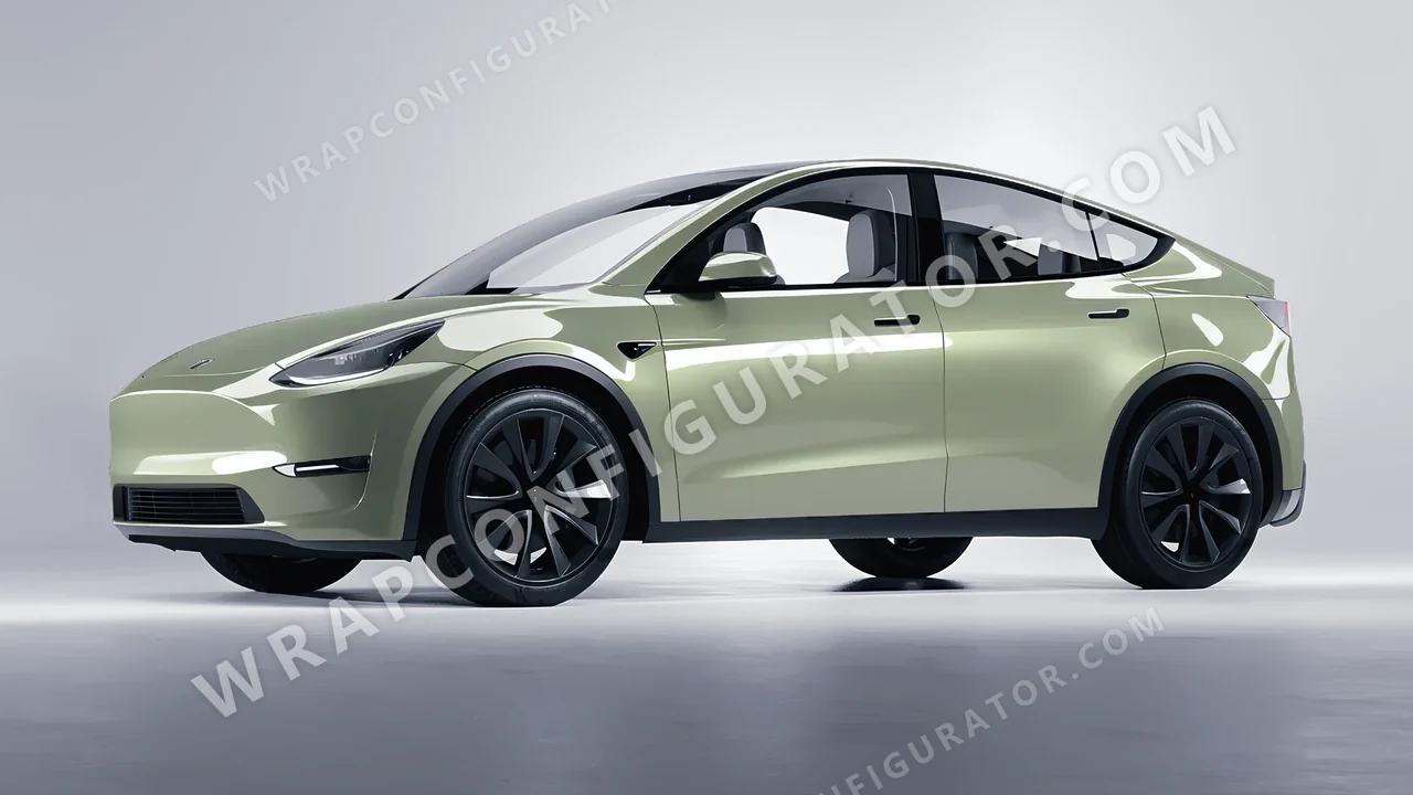 Green Tesla Model Y 2020 wrapped in Colourshield PPF by HyperPro Shadow Green HGM71-P
