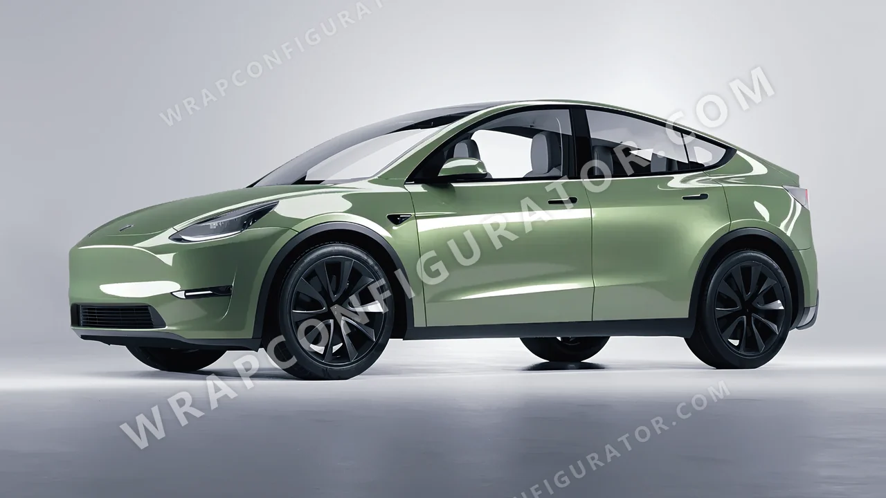 Green Tesla Model Y 2020 wrapped in Colourshield PPF by HyperPro Spring Green HGM69-P