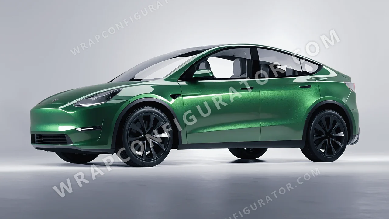 Green Tesla Model Y 2020 wrapped in KPMF Envious Green K75407