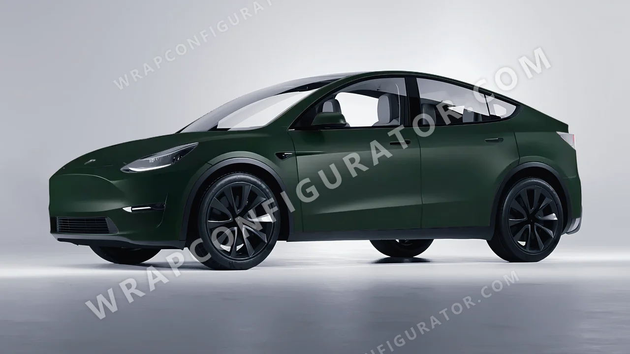 Green Tesla Model Y 2020 wrapped in KPMF Frozen Emerald Matt K75577