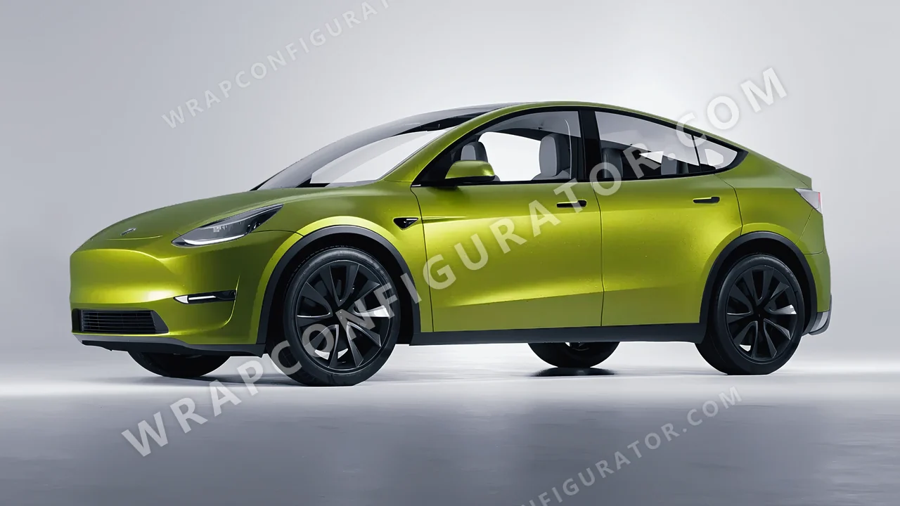 Green Tesla Model Y 2020 wrapped in KPMF Matt Viper Green K75542