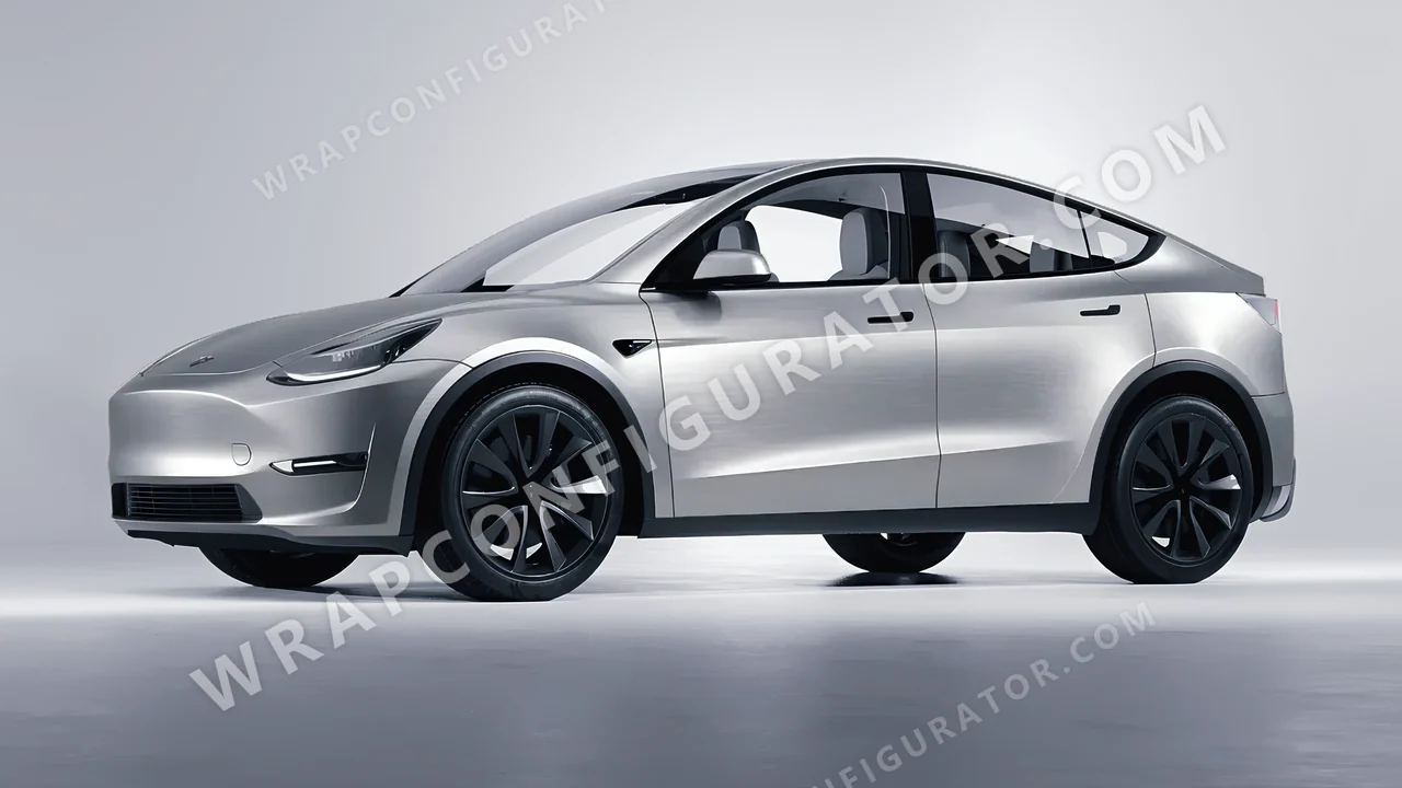 Grey Tesla Model Y 2020 wrapped in 3M Brushed Titanium BR230