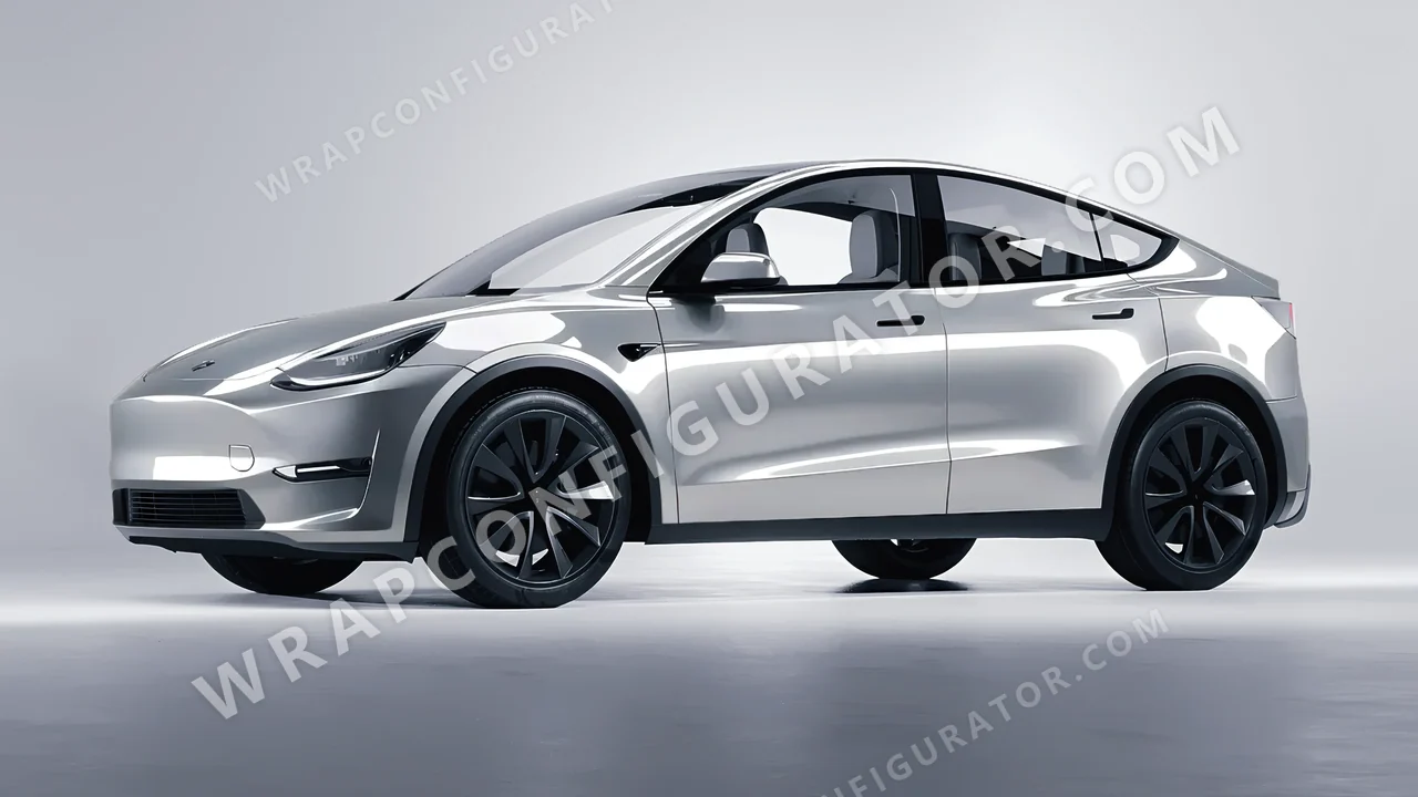 Grey Tesla Model Y 2020 wrapped in 3M Gloss Sterling Silver G251