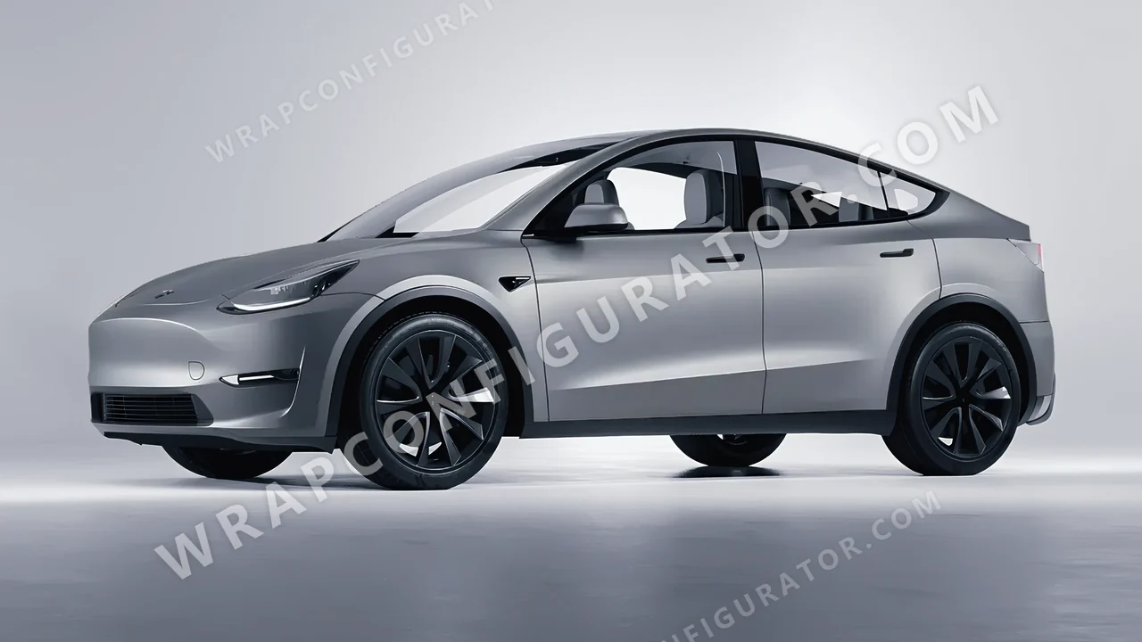 Grey Tesla Model Y 2020 wrapped in 3M Matte Gray Aluminum M230