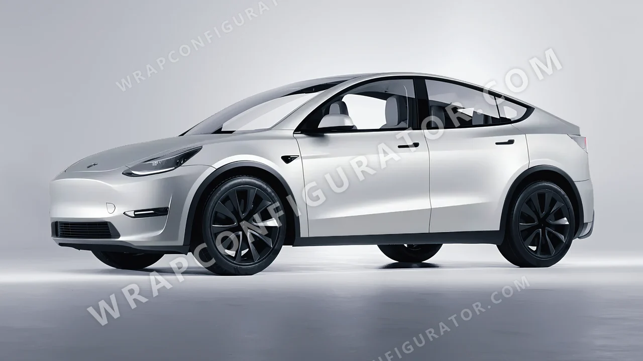 Grey Tesla Model Y 2020 wrapped in 3M Matte Silver M21