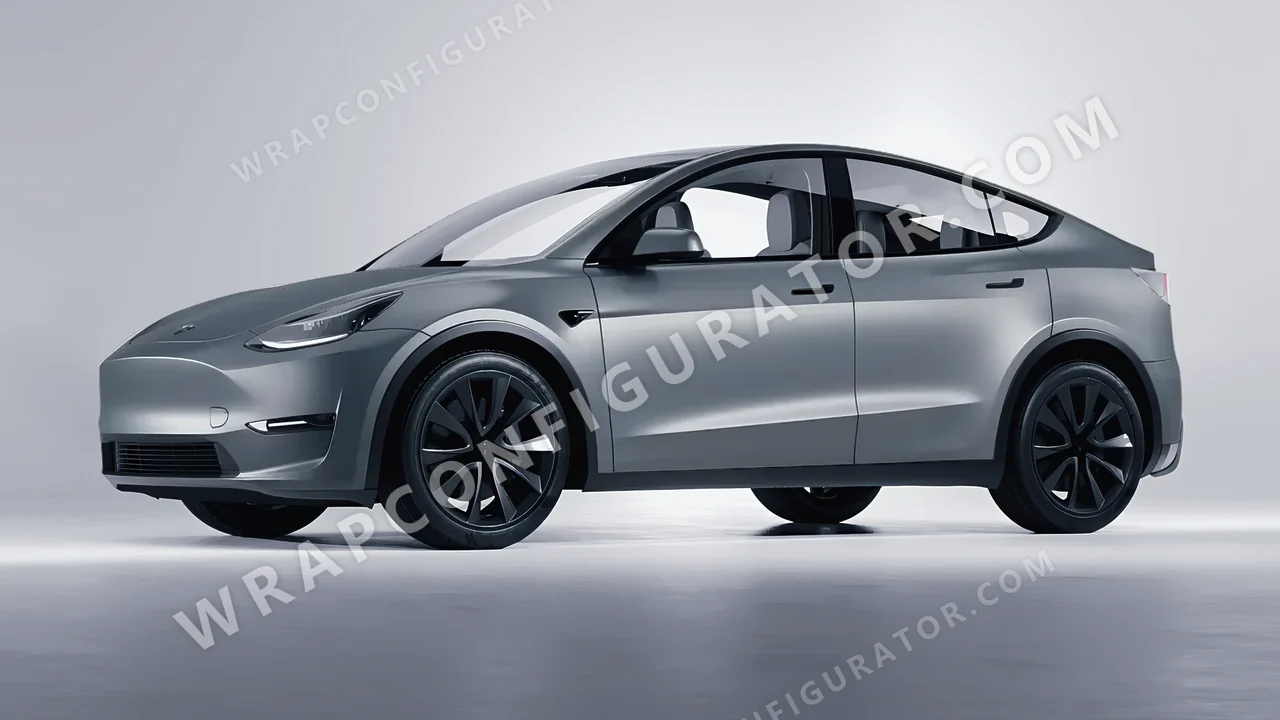 Grey Tesla Model Y 2020 wrapped in 3M Satin Battleship Gray S51