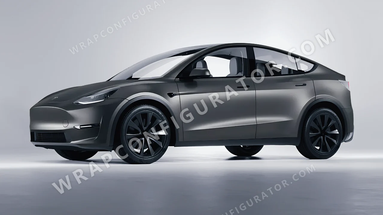 Grey Tesla Model Y 2020 wrapped in 3M Satin Dark Gray S261