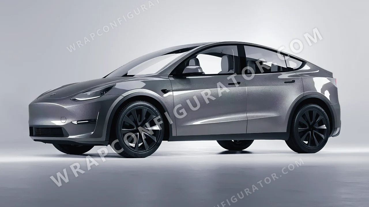 Grey Tesla Model Y 2020 wrapped in Avery Dennison Pride Prismatic Grey SW900-879-M