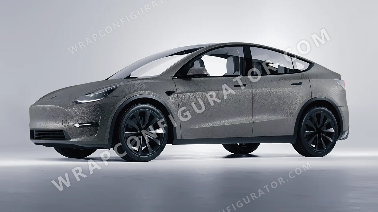 Grey Tesla Model Y 2020 wrapped in Avery Dennison Rugged Bedrock Grey SW900-824-X