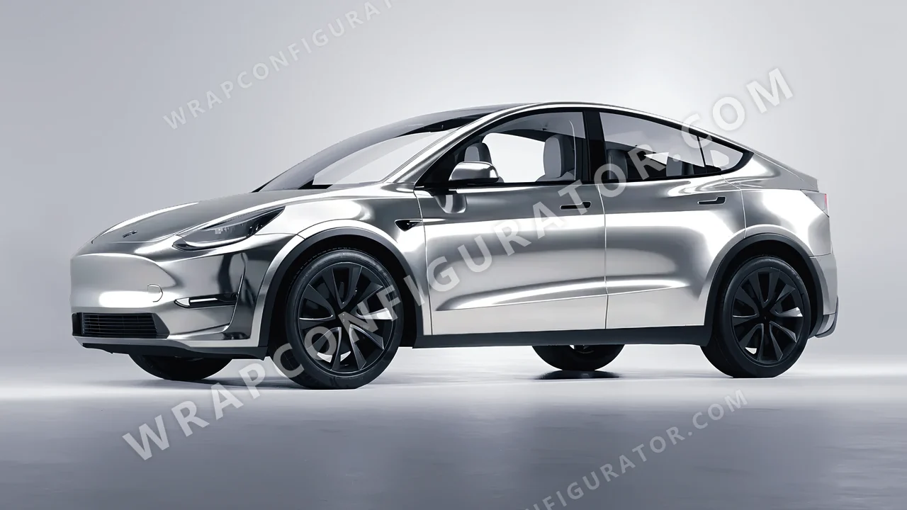 Grey Tesla Model Y 2020 wrapped in Avery Dennison Silver SF100-843-S