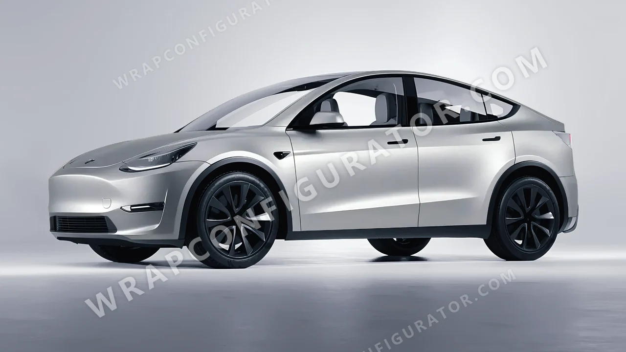 Grey Tesla Model Y 2020 wrapped in Avery Dennison Silver SW900-857-M
