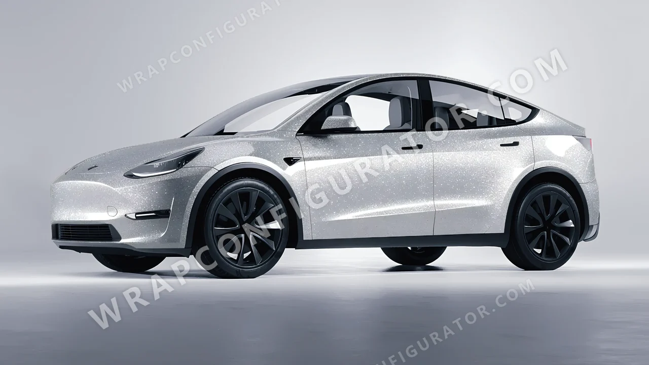 Grey Tesla Model Y 2020 wrapped in Avery Dennison Silver SW900-878-D