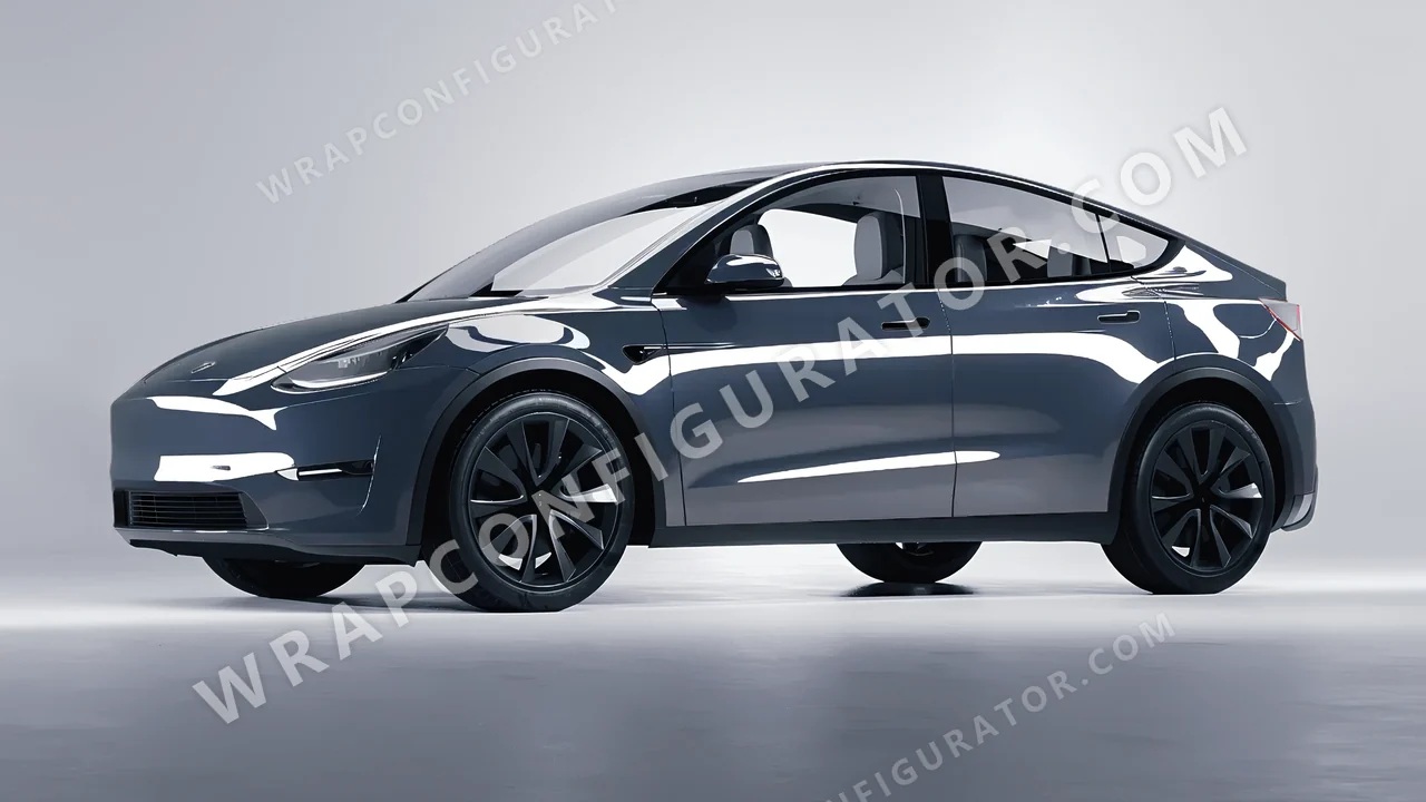 Grey Tesla Model Y 2020 wrapped in Inozetek Dynamic PPF Blue Graphite Grey DPPF927