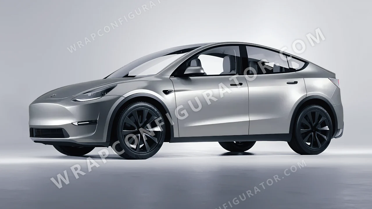 Grey Tesla Model Y 2020 wrapped in Inozetek Dynamic PPF Silver DPPF808