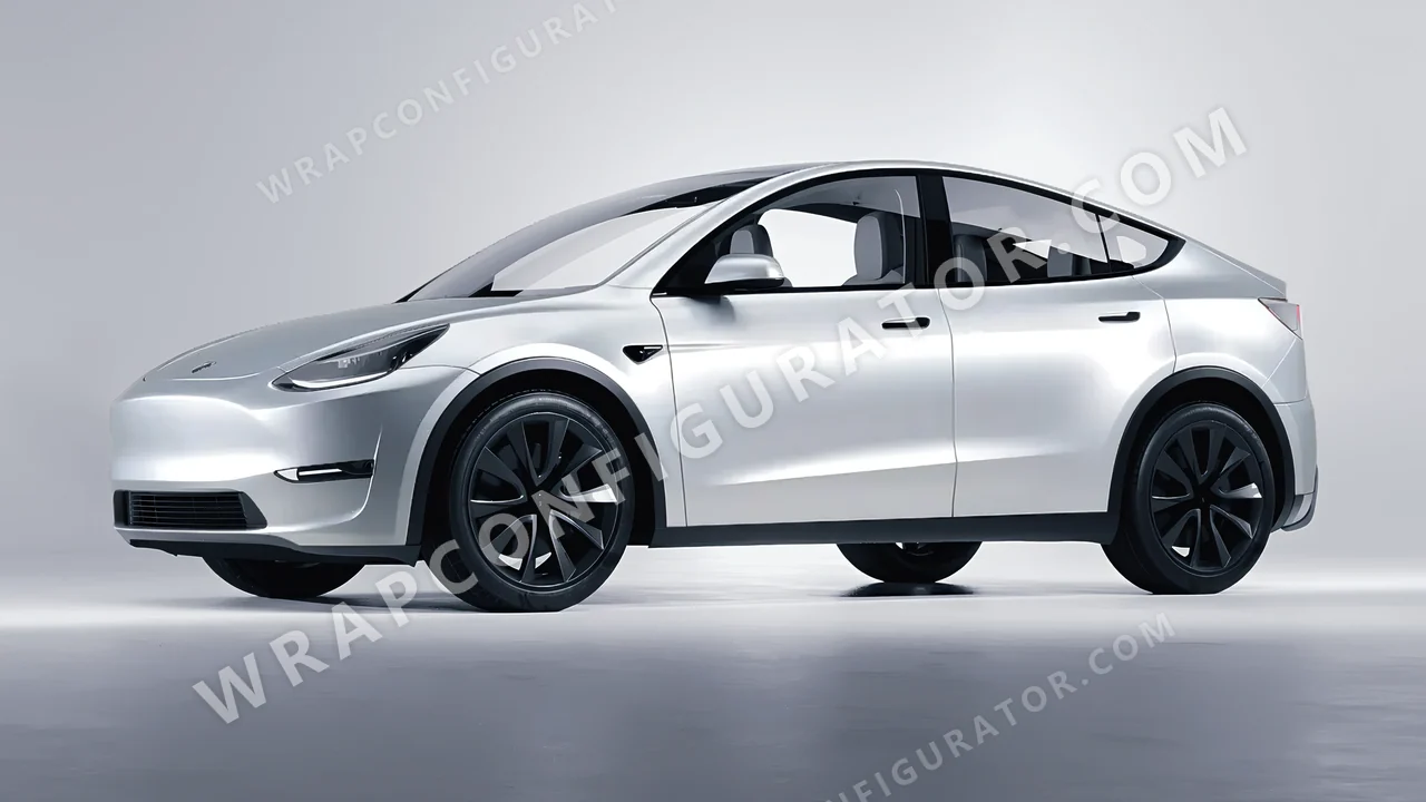 Grey Tesla Model Y 2020 wrapped in Inozetek Dynamic PPF Star Silver DPPF805