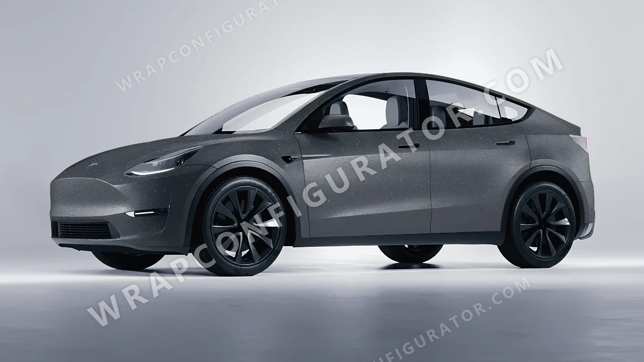 Grey Tesla Model Y 2020 wrapped in KPMF Dark Grey Matt K89015