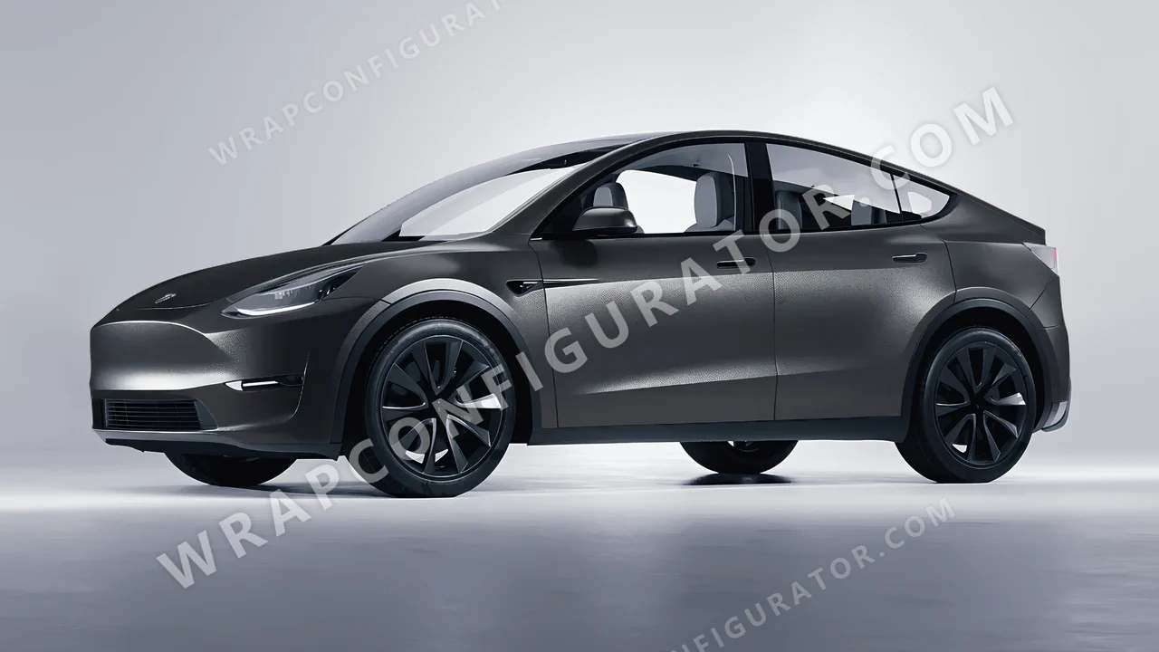 Grey Tesla Model Y 2020 wrapped in KPMF Matt Anthracite K75320