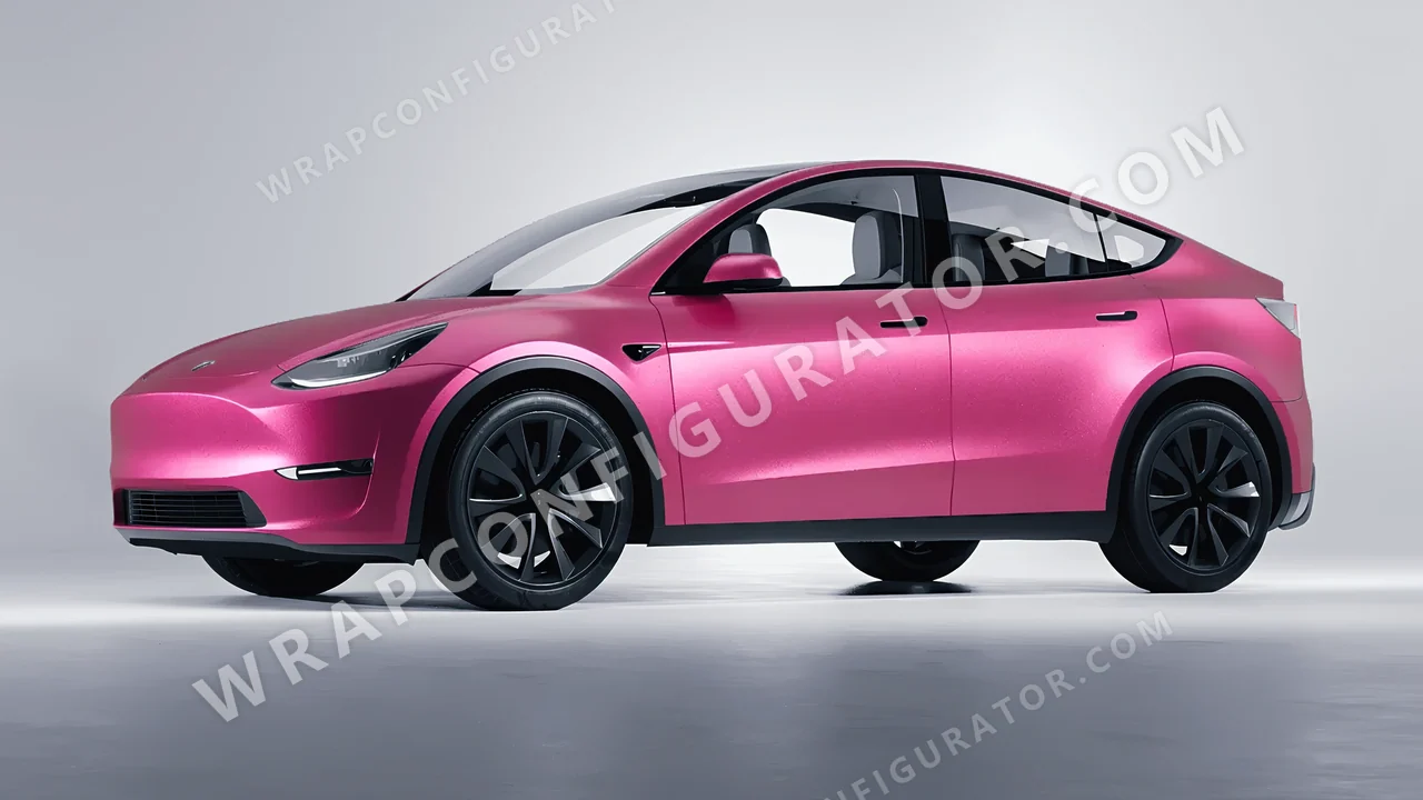 Grey Tesla Model Y 2020 wrapped in KPMF Matt Iced Pink Titanium K75504