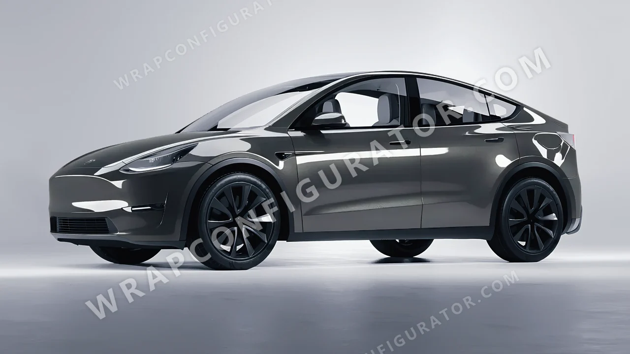 Grey Tesla Model Y 2020 wrapped in ORACAL Anthracite 970RA-093G
