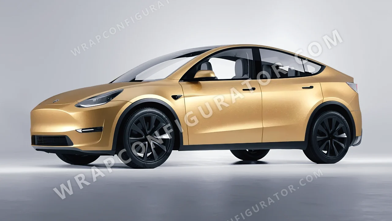Grey Tesla Model Y 2020 wrapped in ORACAL Pyrite 970RA-926M