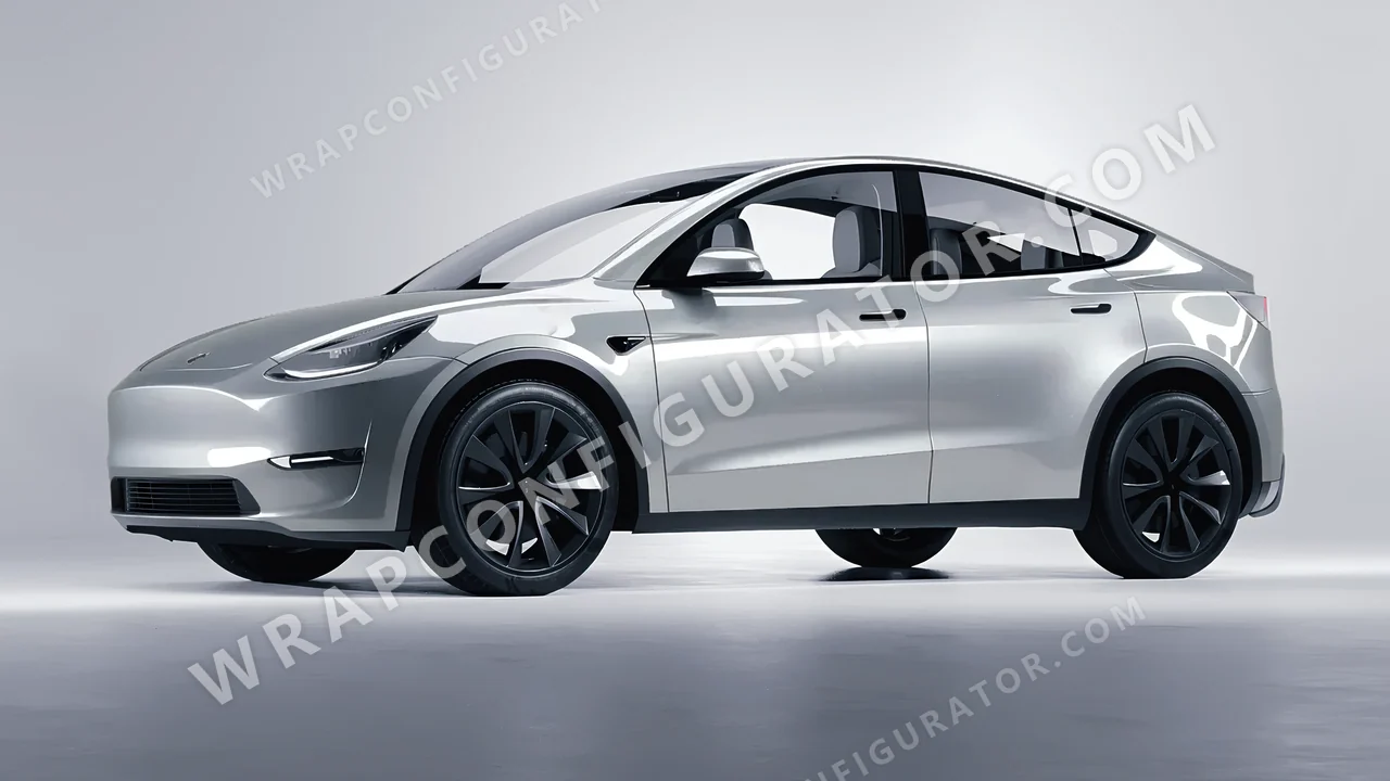 Grey Tesla Model Y 2020 wrapped in ORACAL Silver Grey 970RA-090G