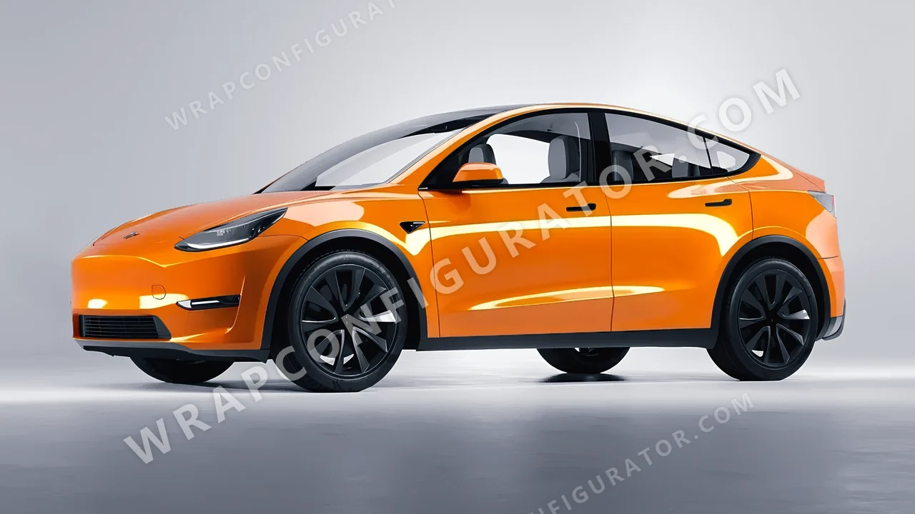 Orange Tesla Model Y 2020 wrapped in 3M Gloss Bright Orange G54