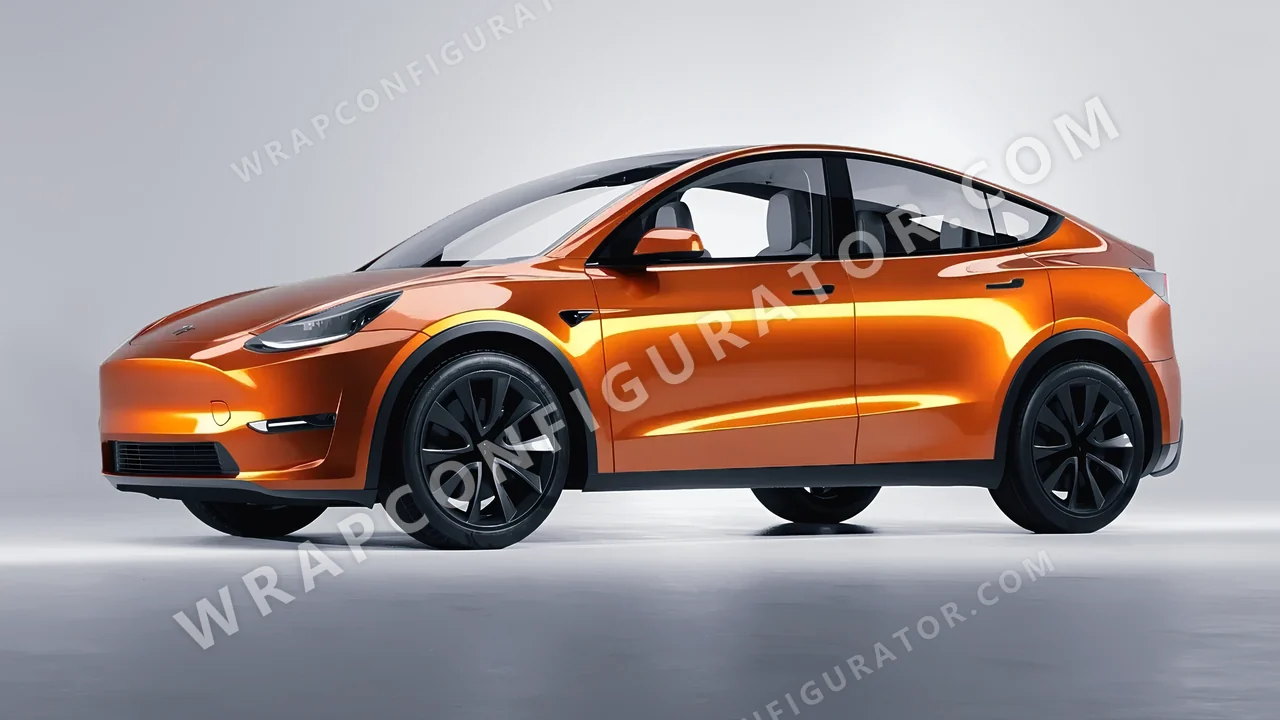 Orange Tesla Model Y 2020 wrapped in 3M Gloss Liquid Copper G344