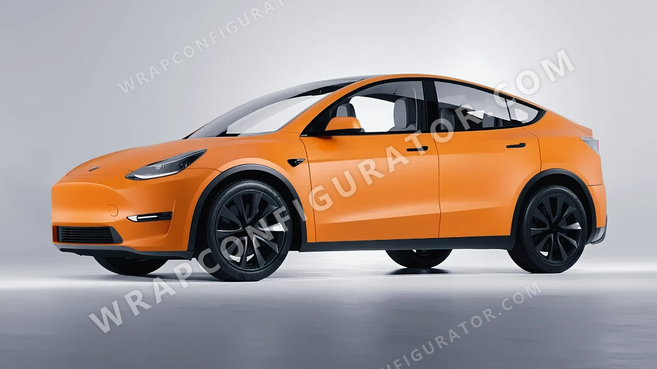 Orange Tesla Model Y 2020 wrapped in 3M Matte Orange M54