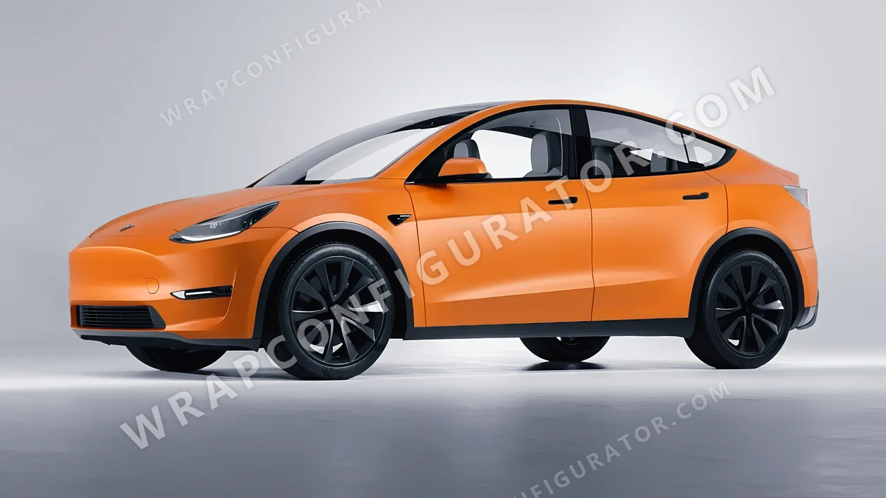 Orange Tesla Model Y 2020 wrapped in Avery Dennison Orange SW900-321-O