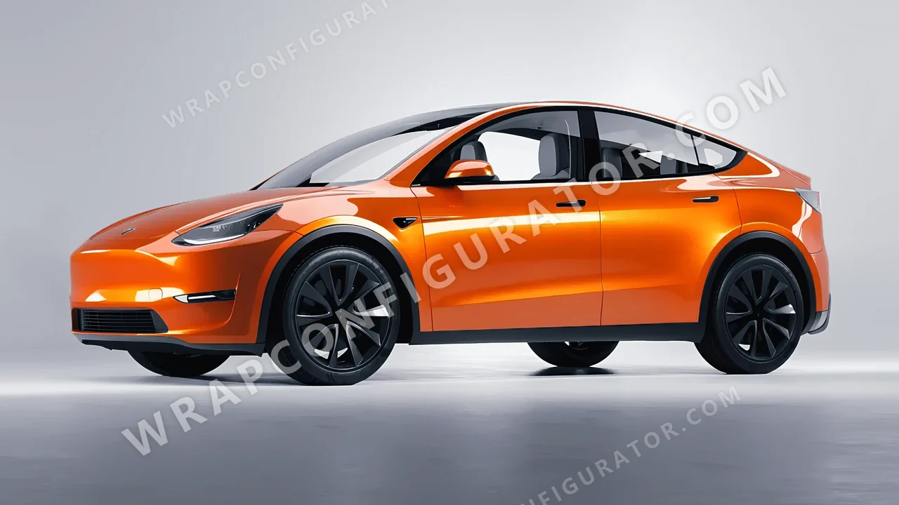 Orange Tesla Model Y 2020 wrapped in Colourshield PPF by HyperPro Bright Orange HGM76-P