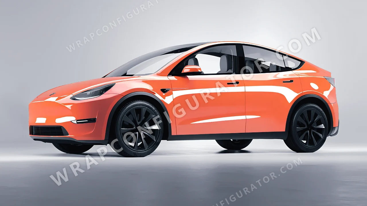 Orange Tesla Model Y 2020 wrapped in Colourshield PPF by HyperPro Retro Orange HGF64-P
